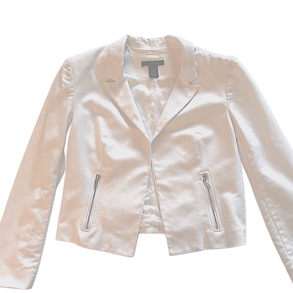 Grace Elements White Moto Open Front Jacket Size … - image 1